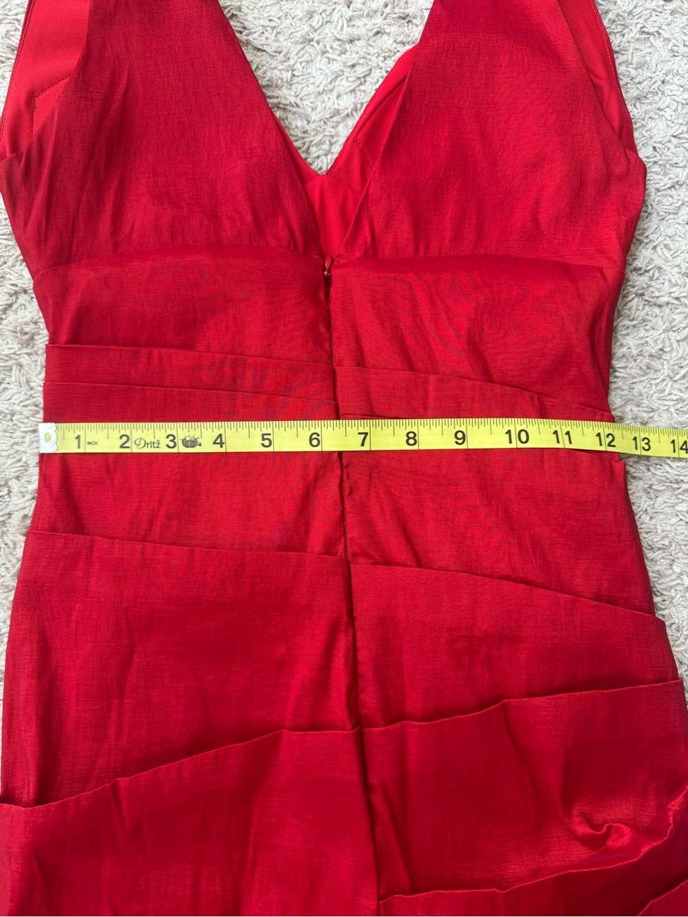 Cache Red V-Neck Sleeveless Satin Bodycon Dress - Picture 10 of 12